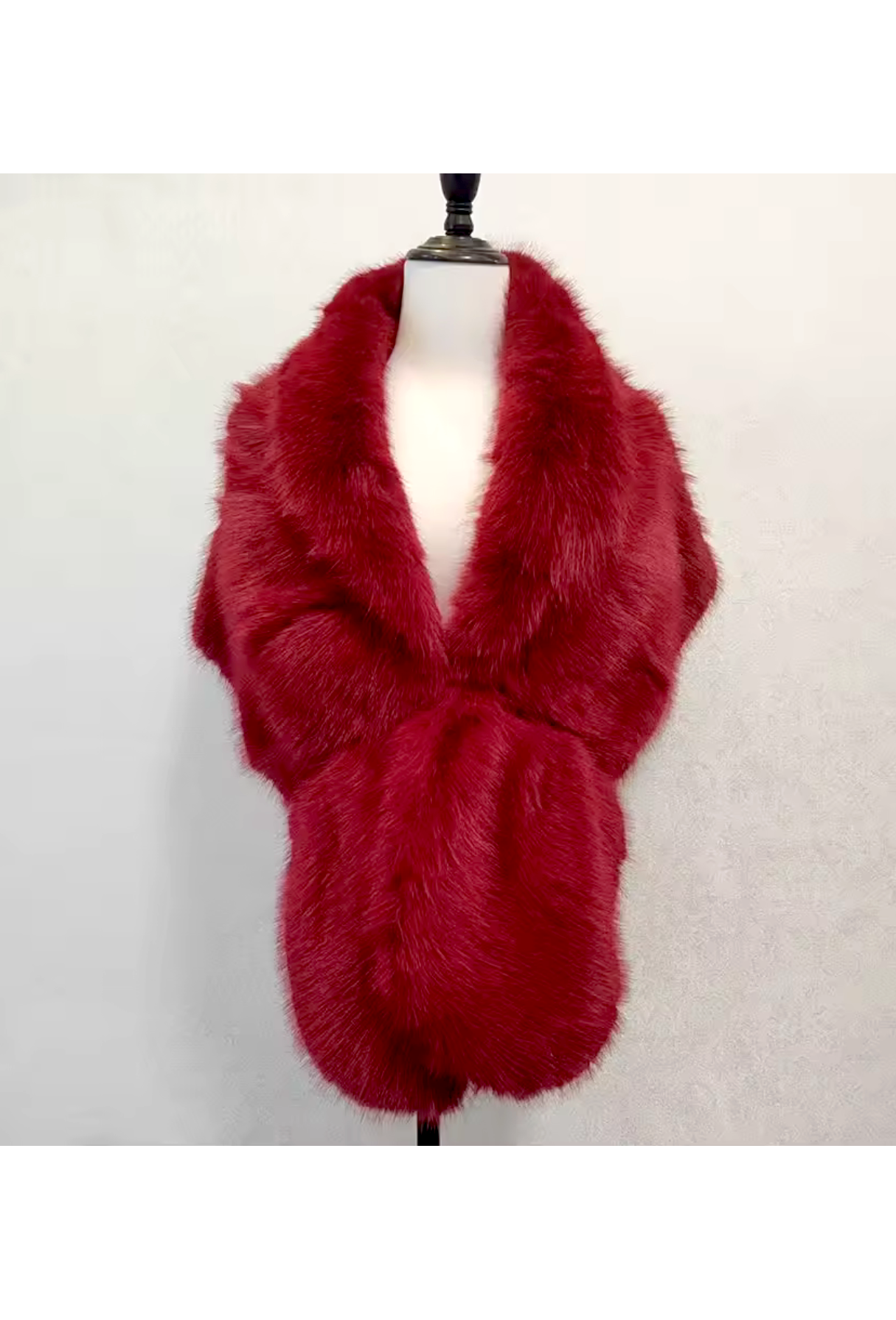 The Geneviève Wrap – Parisian Luxe Faux Fur Stole - Lipstick Red