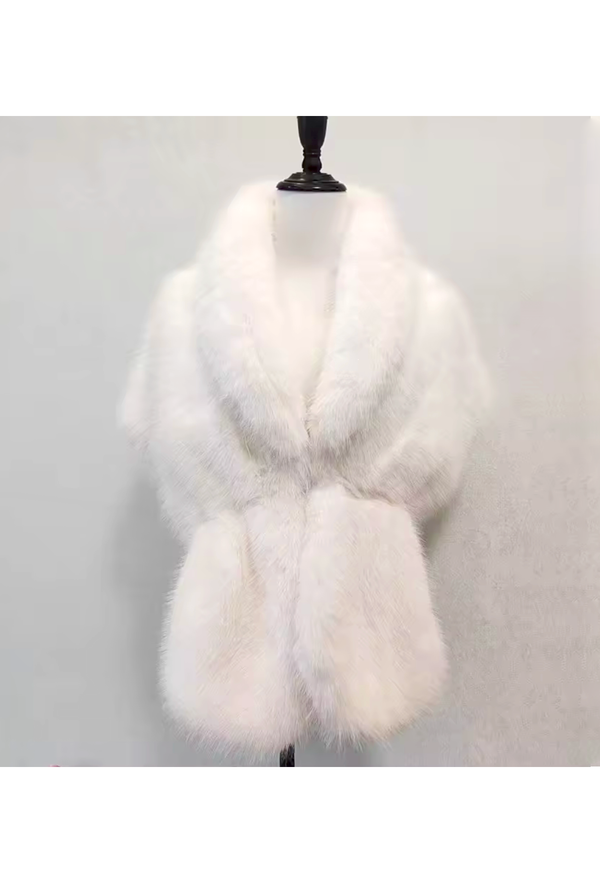 The Geneviève Wrap – Parisian Luxe Faux Fur Stole - Snow White
