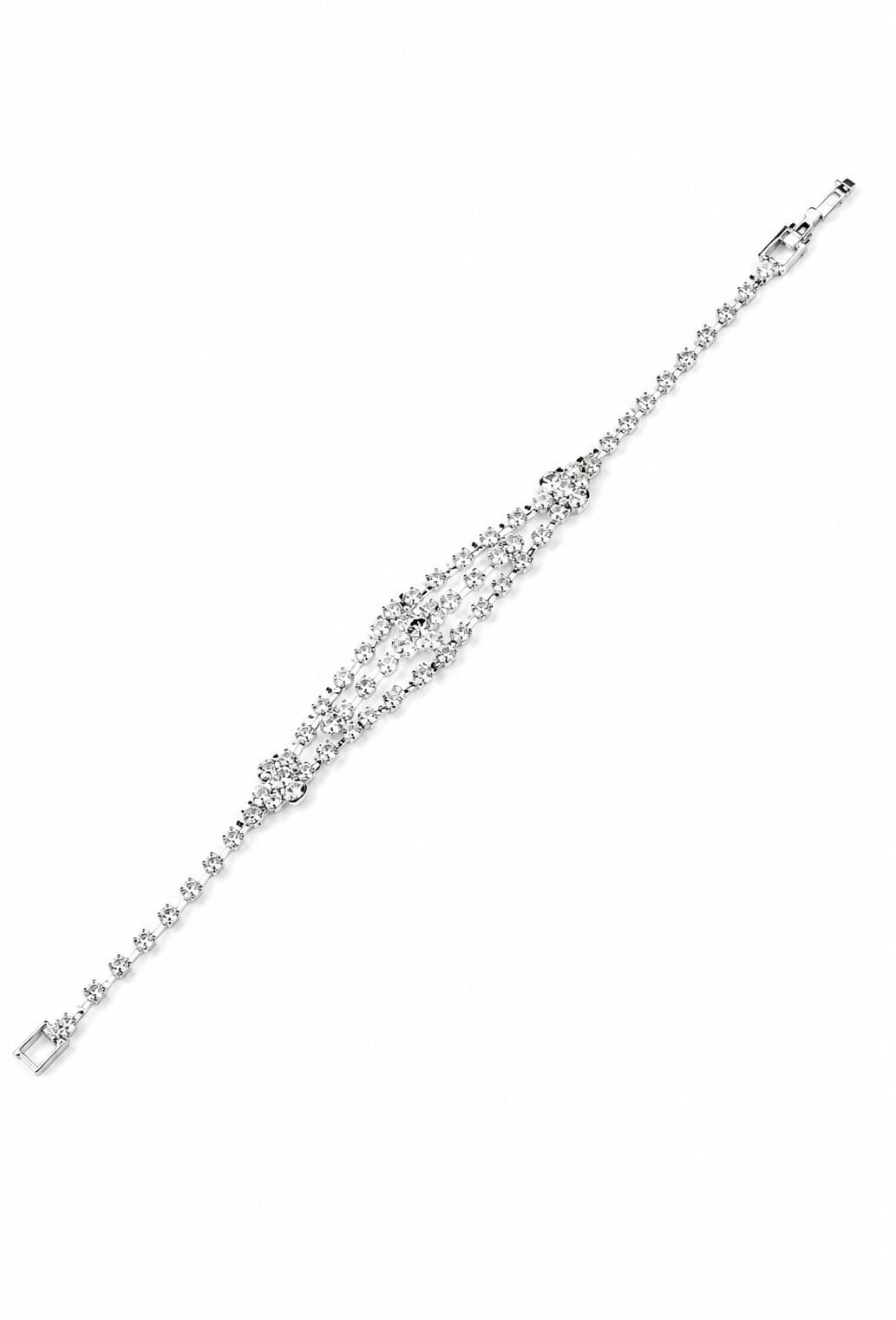 Georgian diamanté bracelet in palladium with floral crystal links