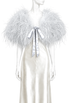 Silver feather plume mantle with front tie bow for formal wear