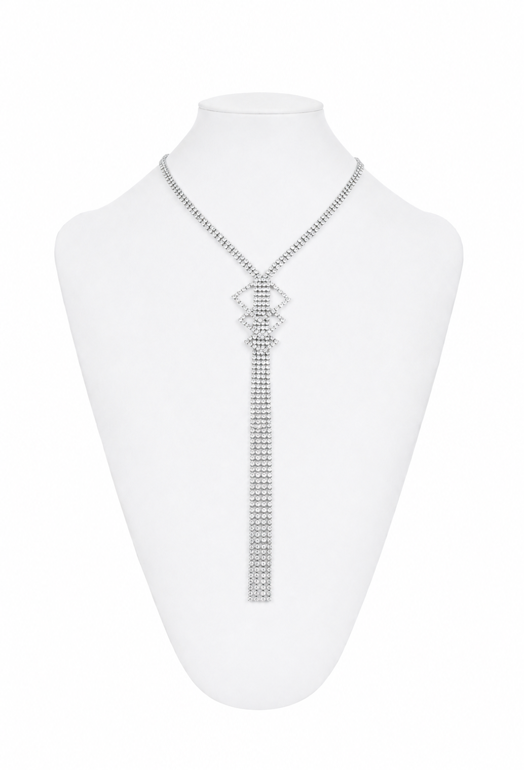 The Manhattan Crystal Tassel Necklace – Palladium