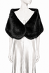 Noir faux fur shrug with wide rounded collar and hook-and-eye closure