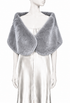 Pewter faux fur shrug with draped V-neck and wide collar, button-front design