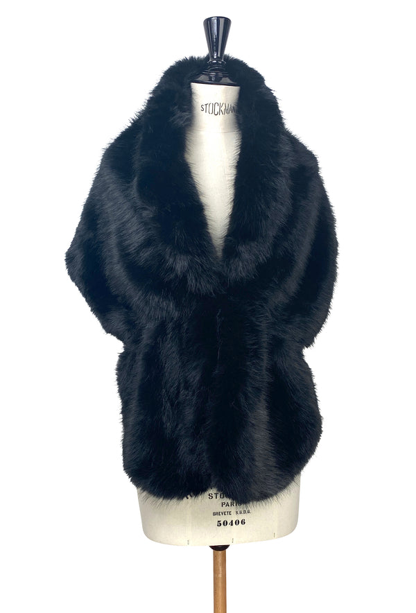 The Geneviève Wrap – Parisian Luxe Faux Fur Stole - Raven