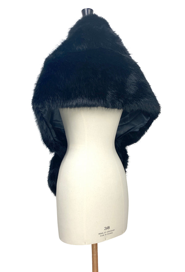 The Geneviève Wrap – Parisian Luxe Faux Fur Stole - Raven
