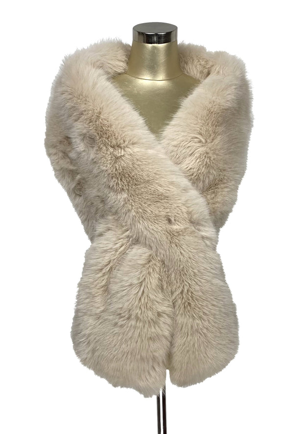 The Marilyn Luxury Vintage Faux Fur Shrug Wrap - Gold Sand