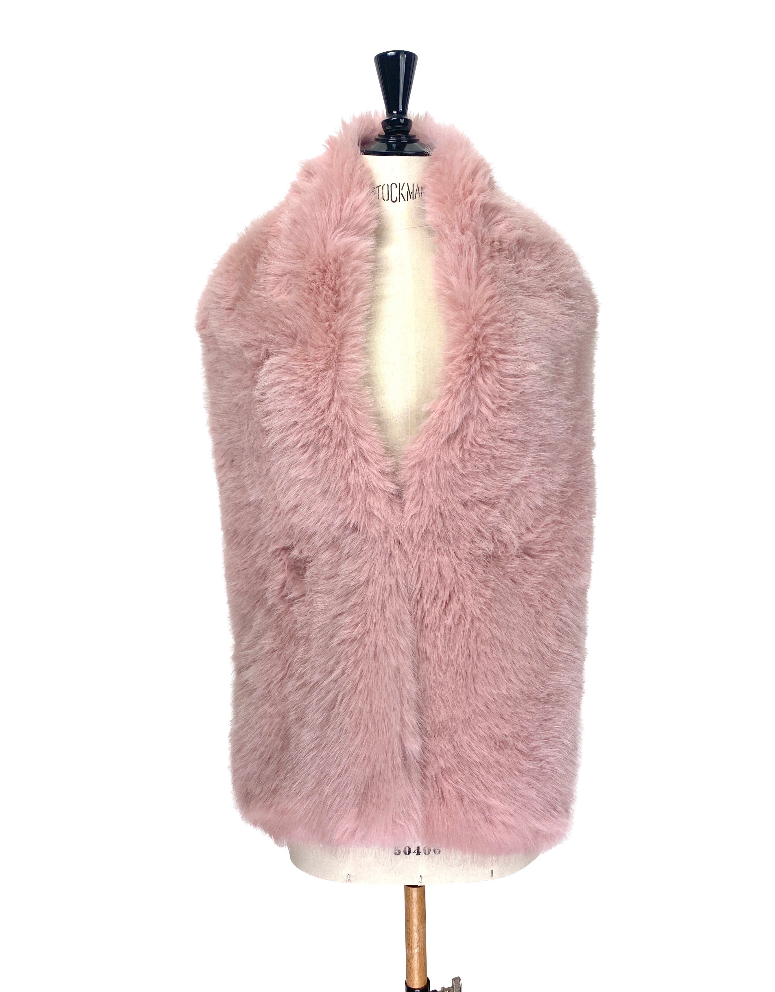 The Marilyn Luxury Vintage Faux Fur Shrug Wrap - Deco Pink The Deco Haus.