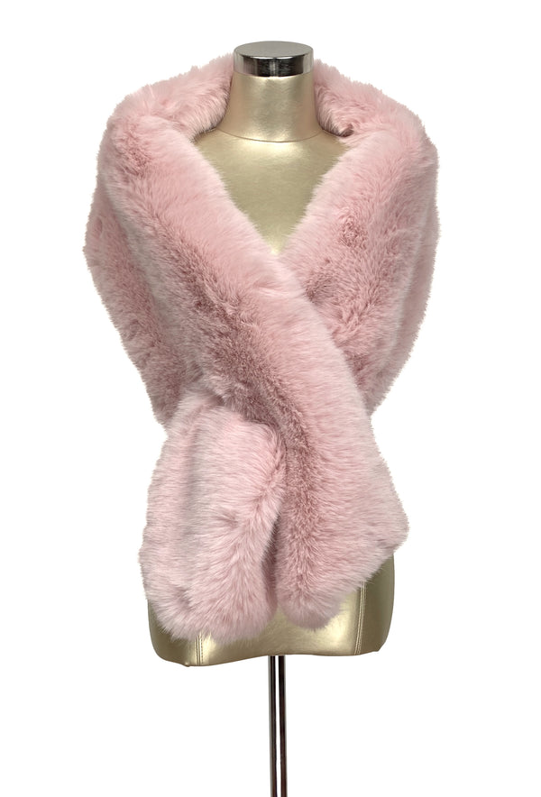 The Marilyn Luxury Vintage Faux Fur Shrug Wrap - Deco Pink