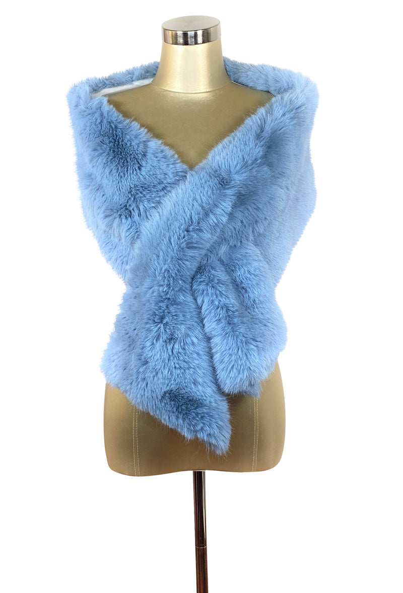 The Marilyn Luxury Vintage Faux Fur Shrug Wrap - French Blue