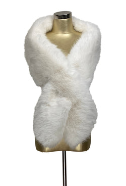 The Marilyn Luxury Vintage Faux Fur Shrug Wrap - Snow White