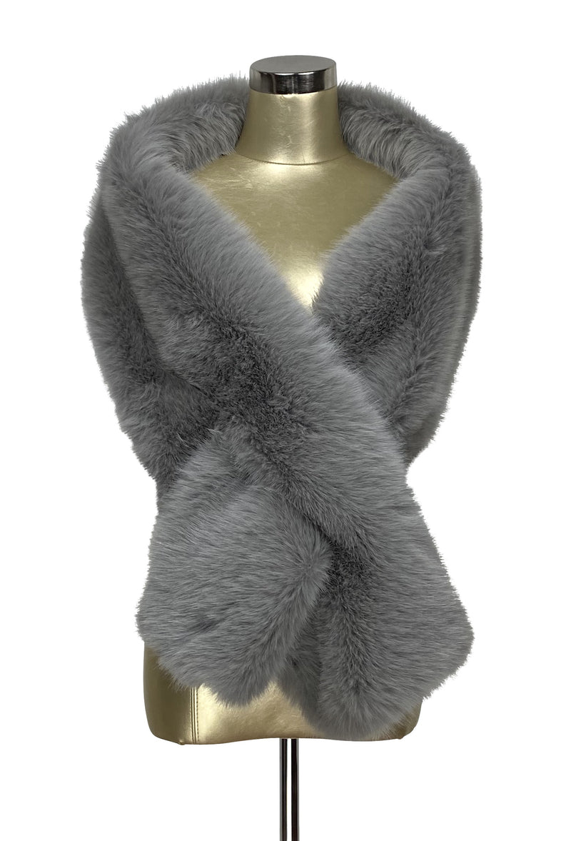 The Marilyn Luxury Vintage Faux Fur Shrug Wrap - Sterling Grey