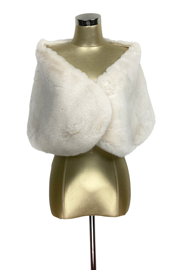 The Marilyn Luxury Vintage Faux Fur Shrug Wrap - Winter White