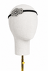 Black crystal bandeau headband with marquise-shaped silver-toned centerpiece