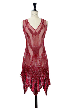 The Paris 1920's Handkerchief Art Deco Gown - Cerise