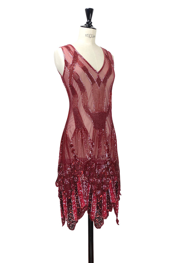 The Paris 1920's Handkerchief Art Deco Gown - Cerise