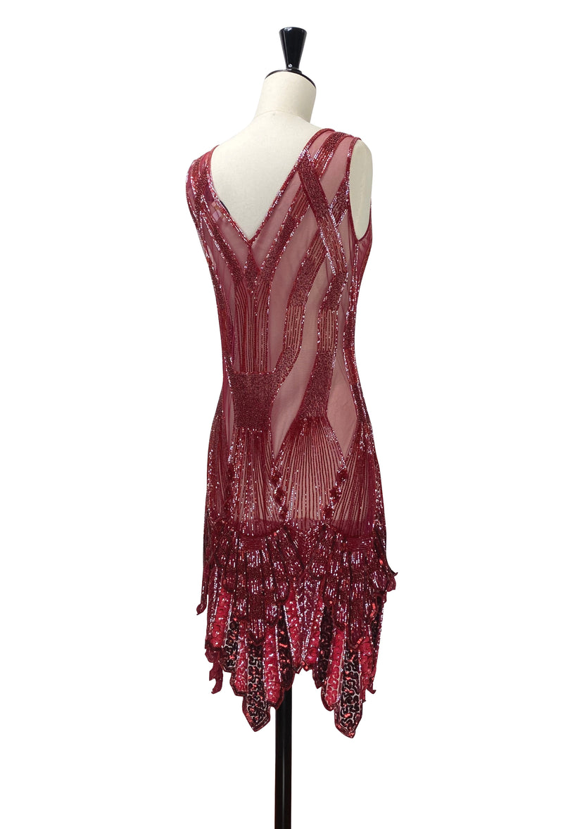 The Paris 1920's Handkerchief Art Deco Gown - Cerise