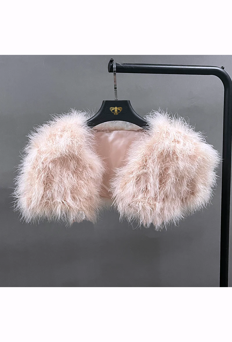 The Parisian Luxury Ostrich Vintage Feather Shrug Wrap - Champagne Pink