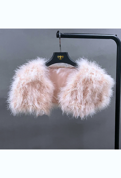 Vintage feather shrug wrap with pale pink ostrich-feather trim