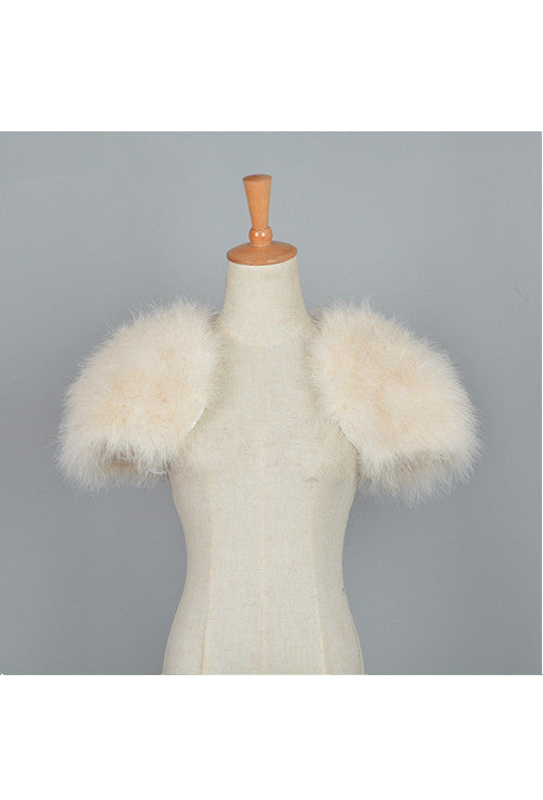 The Parisian Luxury Ostrich Vintage Feather Shrug Wrap - Cream