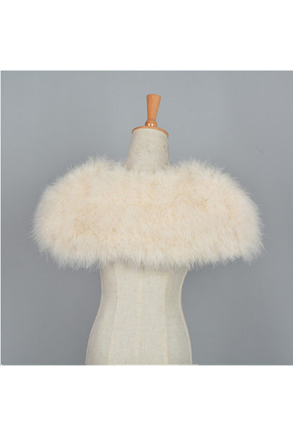 The Parisian Luxury Ostrich Vintage Feather Shrug Wrap - Cream