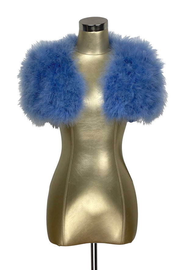 The Parisian Luxury Ostrich Vintage Feather Shrug Wrap - Delft Blue