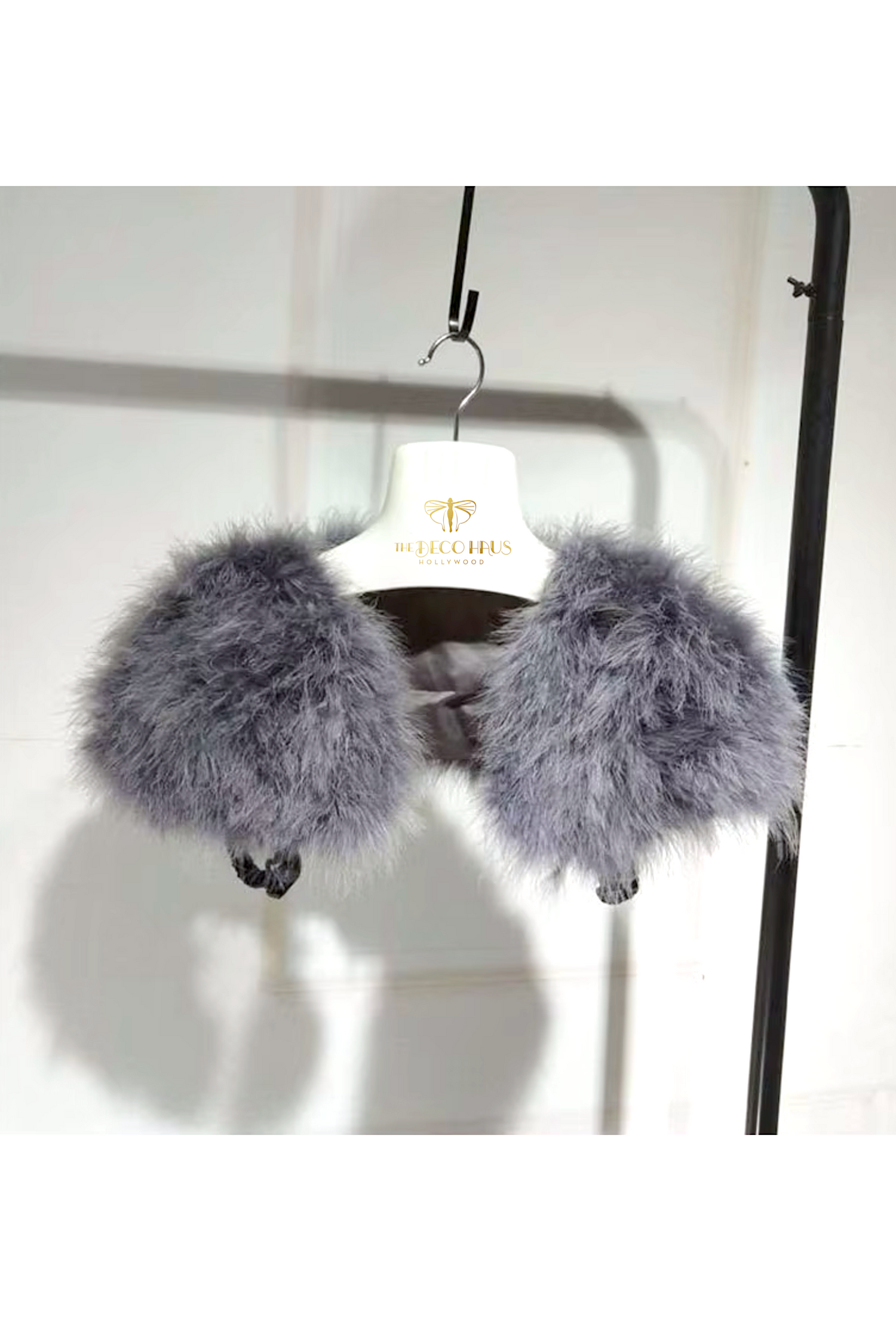 The Parisian Luxury Ostrich Vintage Feather Shrug Wrap - Gunmetal