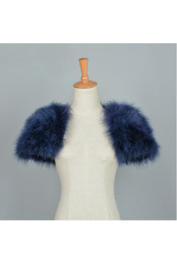 The Parisian Luxury Ostrich Vintage Feather Shrug Wrap - Midnight Blue