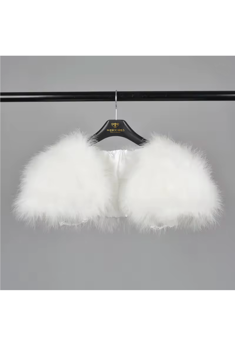 The Parisian Luxury Ostrich Vintage Feather Shrug Wrap - Snow White