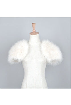 The Parisian Luxury Ostrich Vintage Feather Shrug Wrap - Pure White
