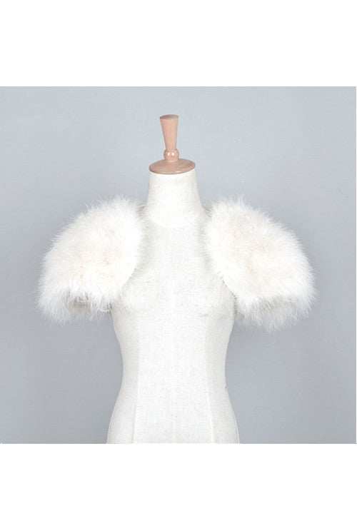 The Parisian Luxury Ostrich Vintage Feather Shrug Wrap - Pure White