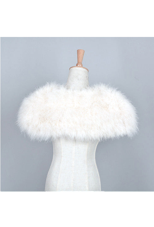The Parisian Luxury Ostrich Vintage Feather Shrug Wrap - Pure White
