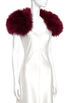 Bordeaux faux fur shoulderette wrap with feather-like plume at shoulders