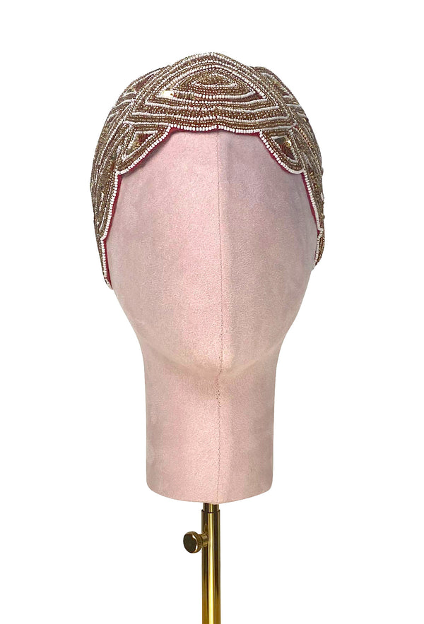 The Patou 1920s Silk Flapper Bandeau - Cinnabar Gold