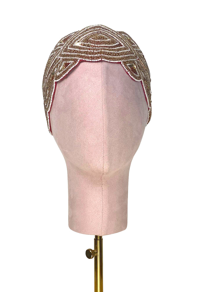 The Patou 1920s Silk Flapper Bandeau - Cinnabar Gold