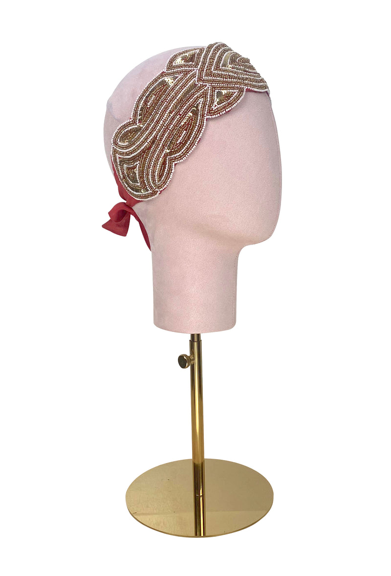 The Patou 1920s Silk Flapper Bandeau - Cinnabar Gold