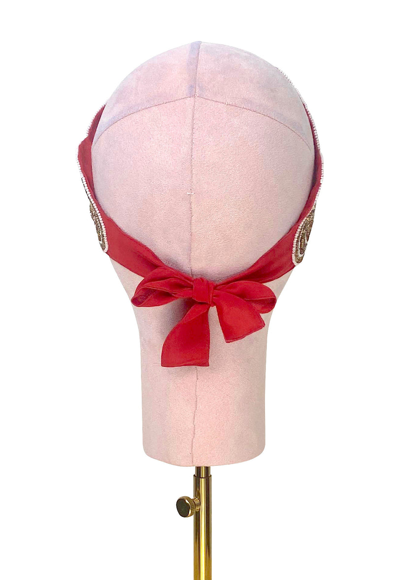 The Patou 1920s Silk Flapper Bandeau - Cinnabar Gold