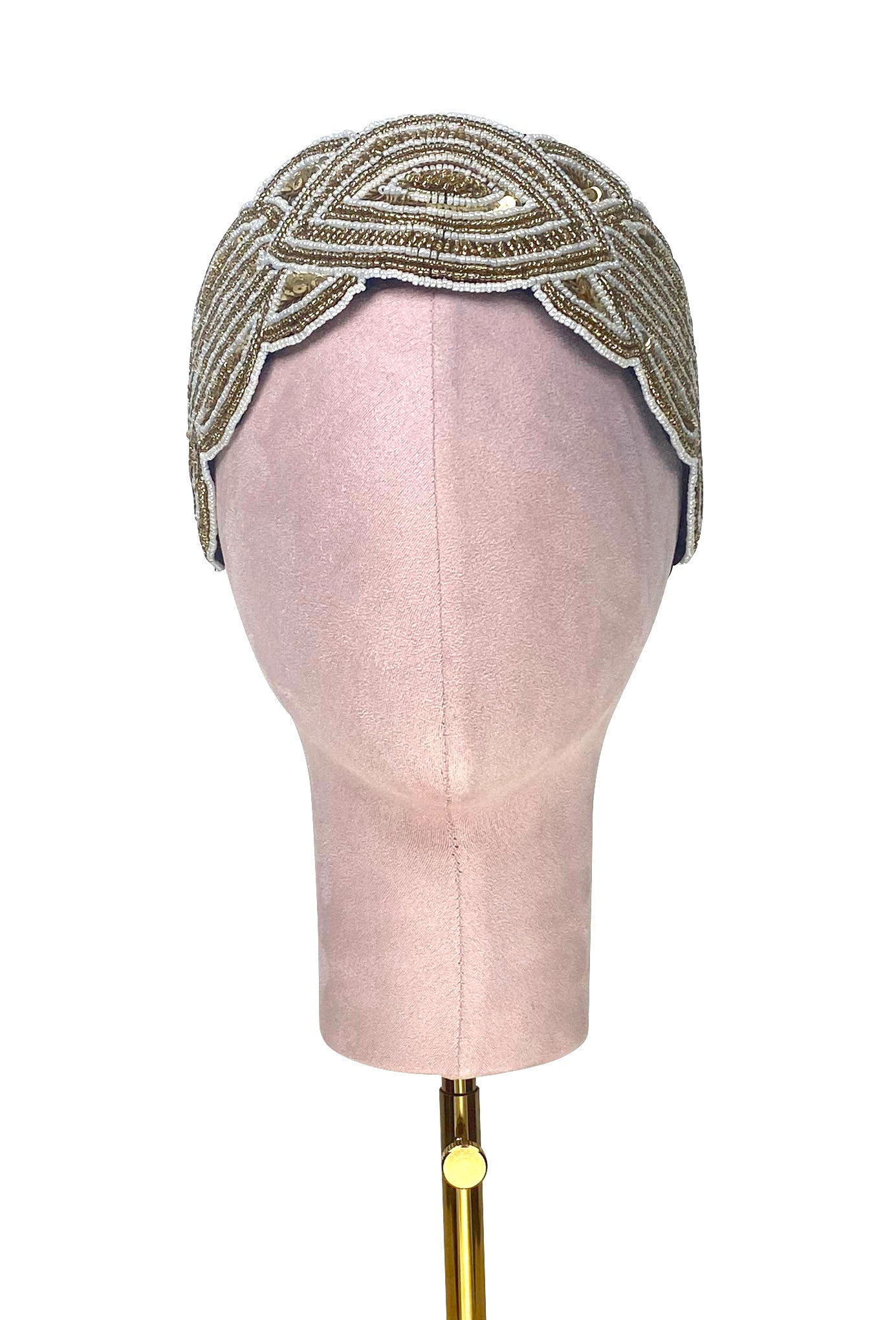 The Patou 1920s Silk Flapper Bandeau -Gold Jet The Deco Haus.