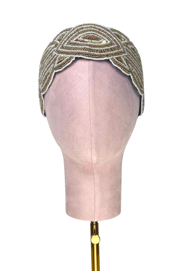 The Patou 1920s Silk Flapper Bandeau -Gold Jet