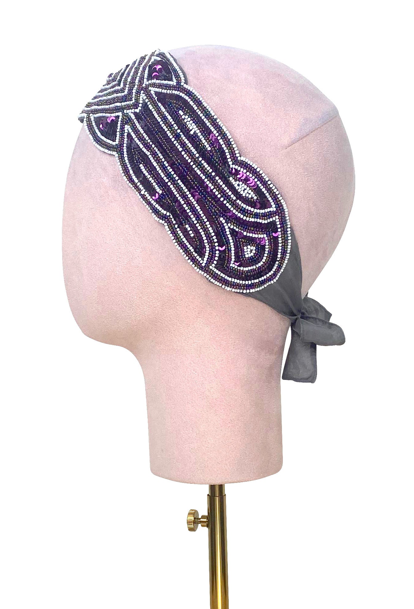 The Patou 1920s Silk Flapper Bandeau - Sterling Plum The Deco Haus.