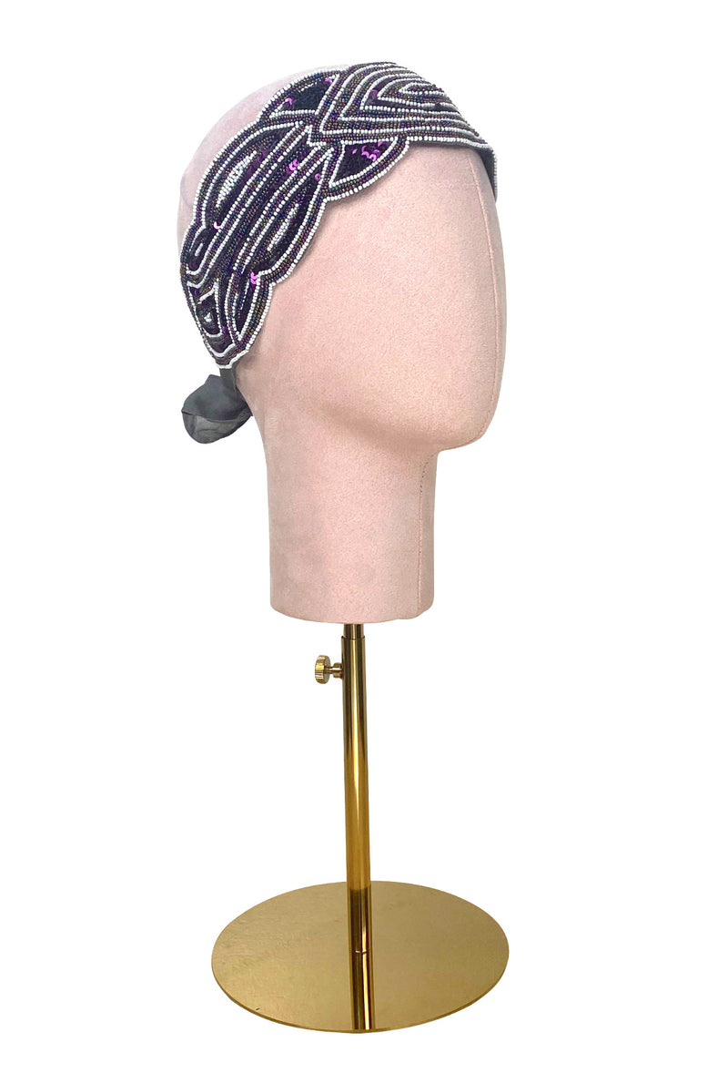 The Patou 1920s Silk Flapper Bandeau - Sterling Plum