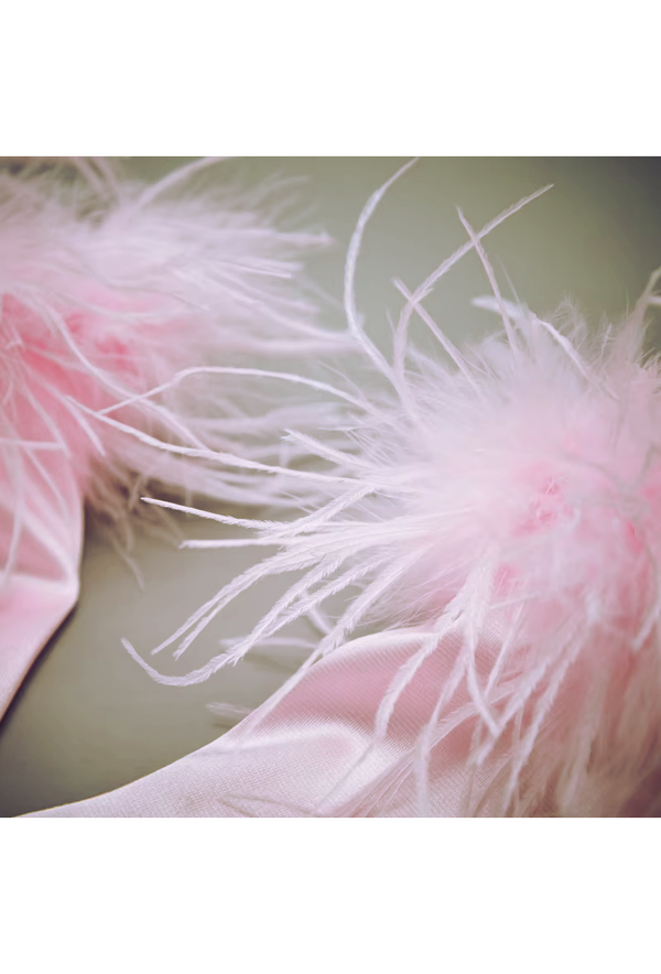The Satin Vintage Ostrich Cabaret Glove - Pink