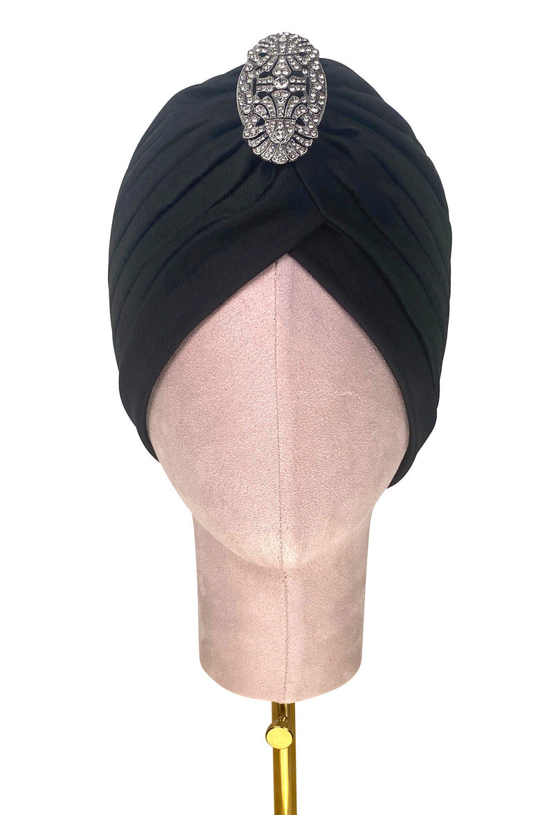 The Swanson 1920's Deco Evening Turban - Silver Deco Filigree