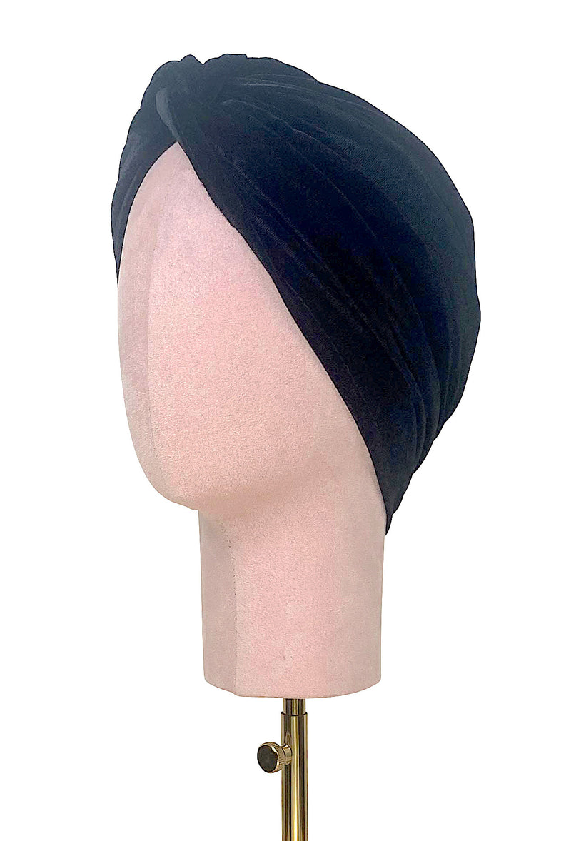 The Swanson Art Deco 1920s Black Velvet Turban