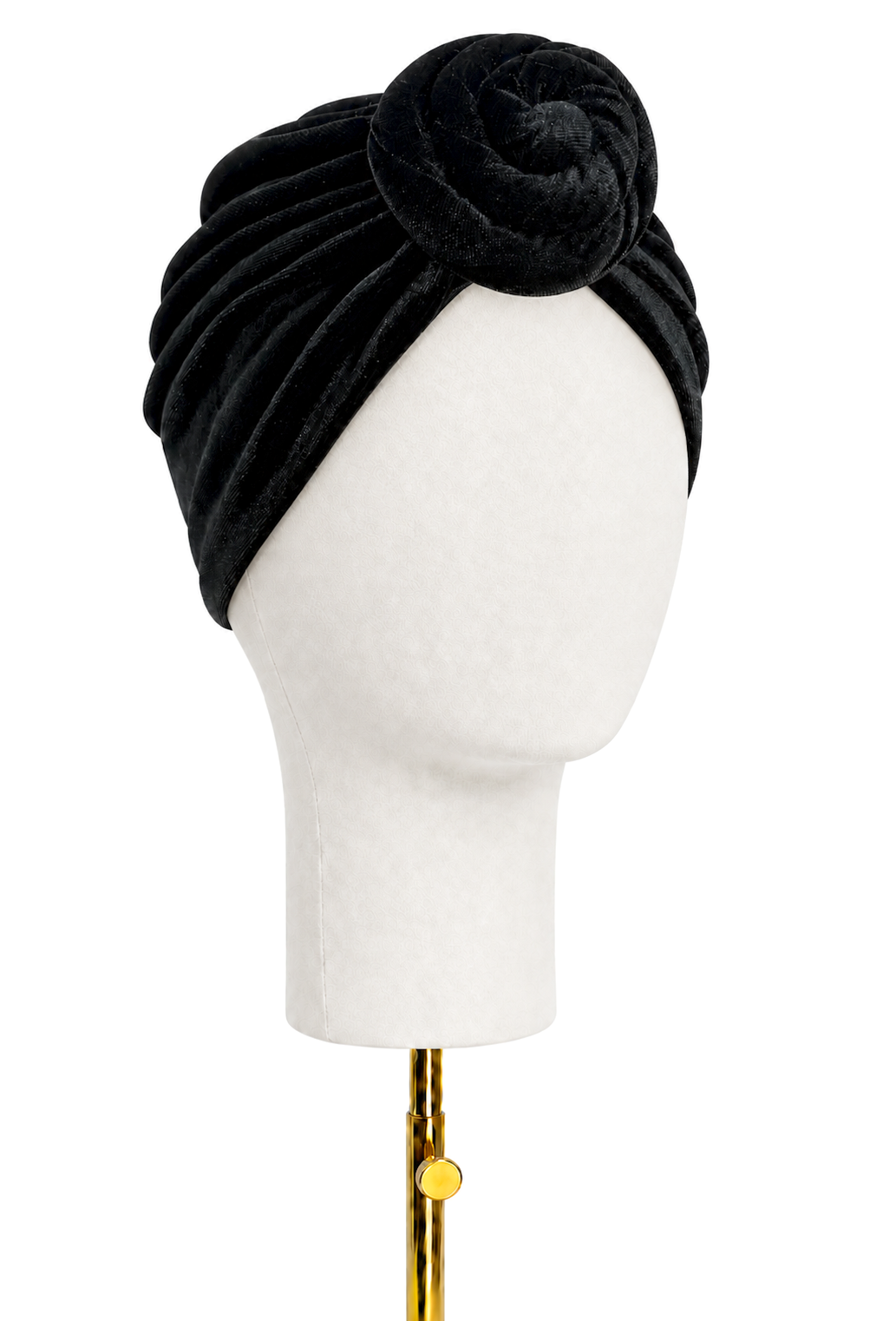 Black knotted turban headband with round top knot