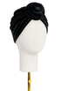 Black knotted turban headband with round top knot