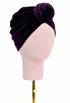 Velvet knotted turban with draped band in vintage plum-purple