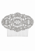 Palladium crystal hair comb with rectangular and round rhinestone accents, center oval