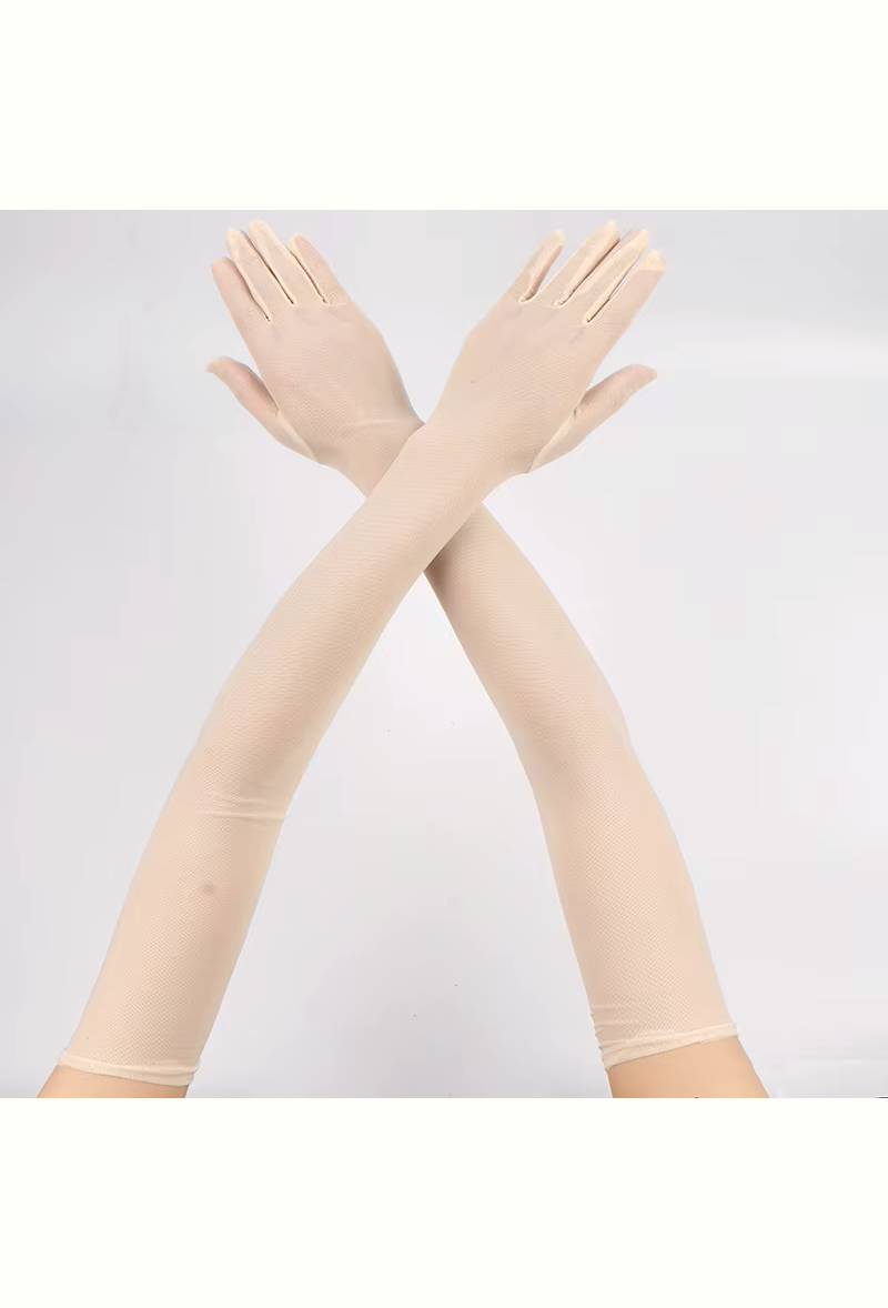 The Vintage Mesh Opera Glove - Champagne Nude The Deco Haus.