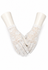 White lace driving gloves with floral embroidery and buttoned cuff