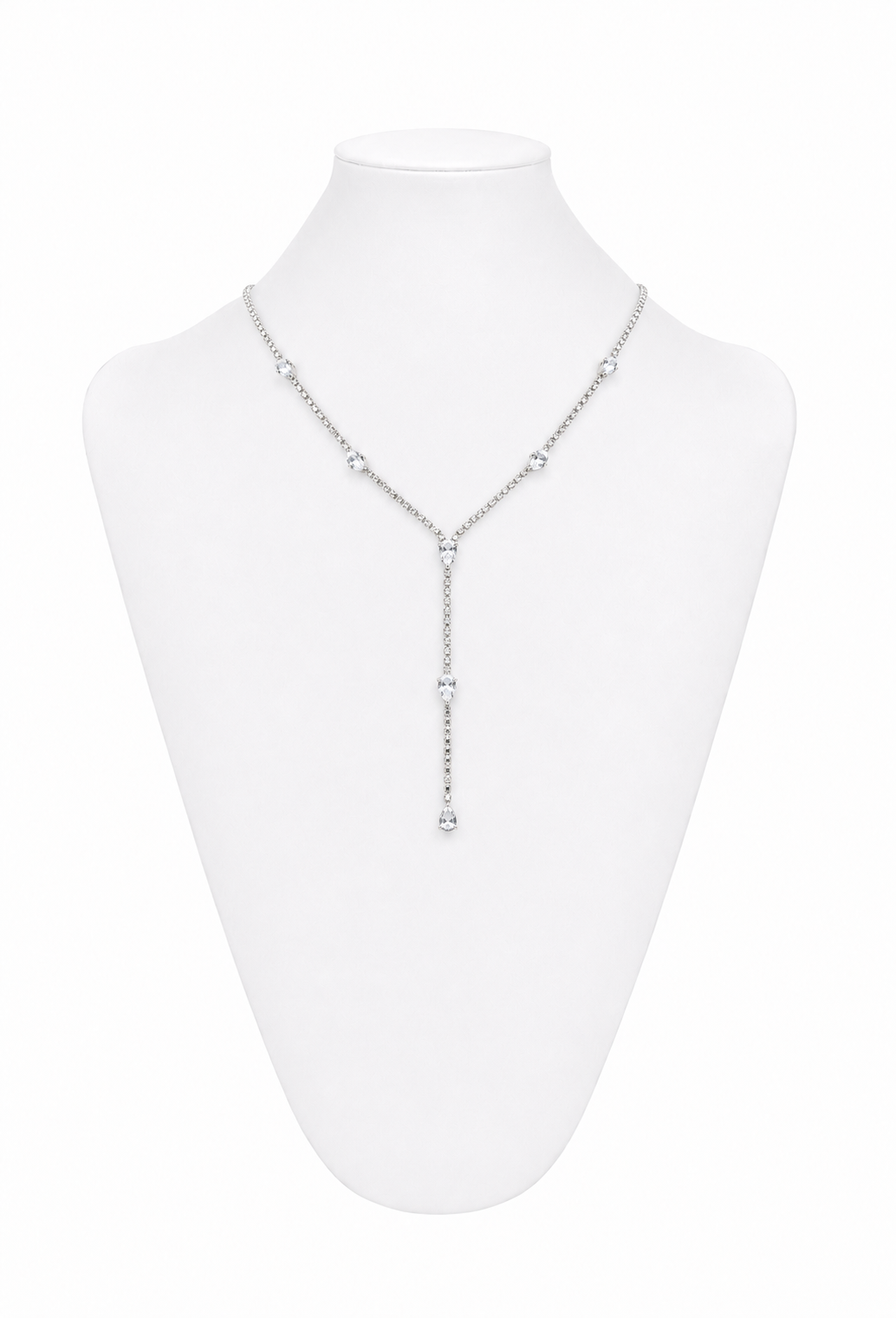The Vionnet Rhinestone Tassel Drop Necklace – Palladium